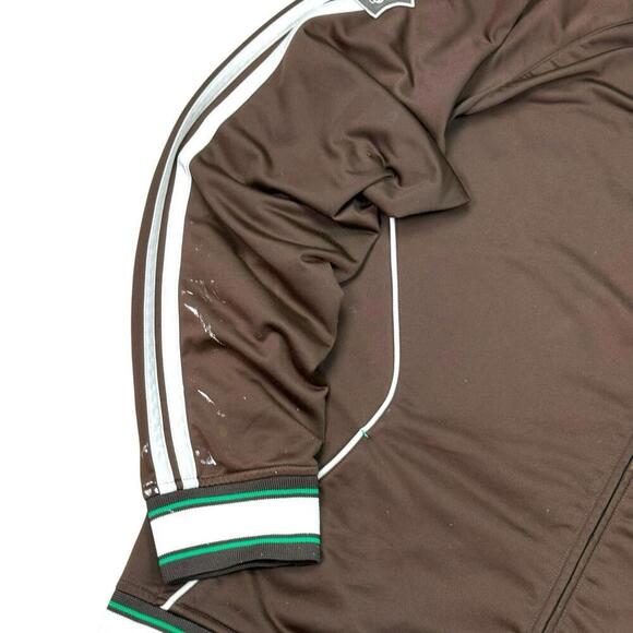 Vintage Quiksilver Track Jacket Brown Full Zip Striped Trim Size XL Y2K Style - Picture 5 of 9